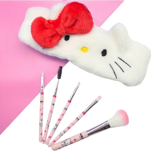 HELLO KITTY Limited Edition 5pc Vegan Makeup Brushes W/Hello Kitty Headband - Picture 6 of 9